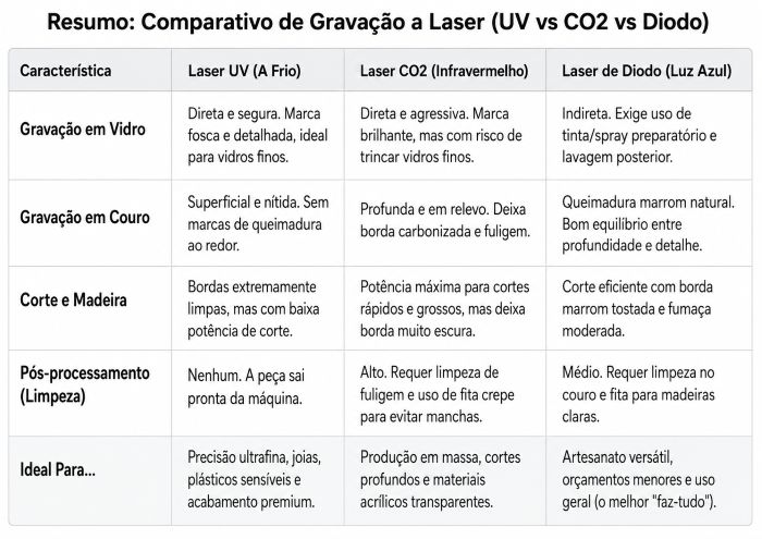 Comparativo de Gravação a Laser - blog xTool